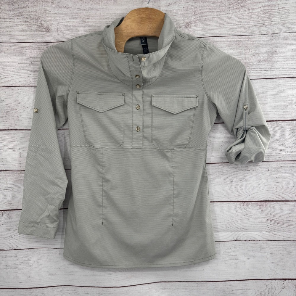 Mountain Hardwear Shirt Medium Pullover Roll-Up Sleeve Button Up Hiking Outdoors